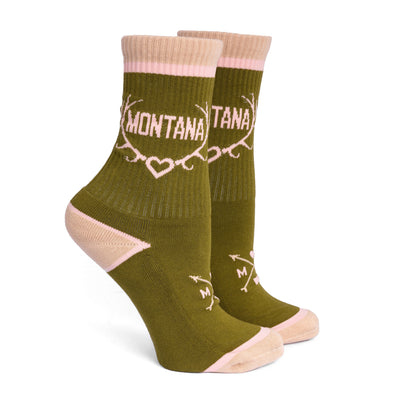 Ladies Logo Socks in Olive/Khaki/Blush