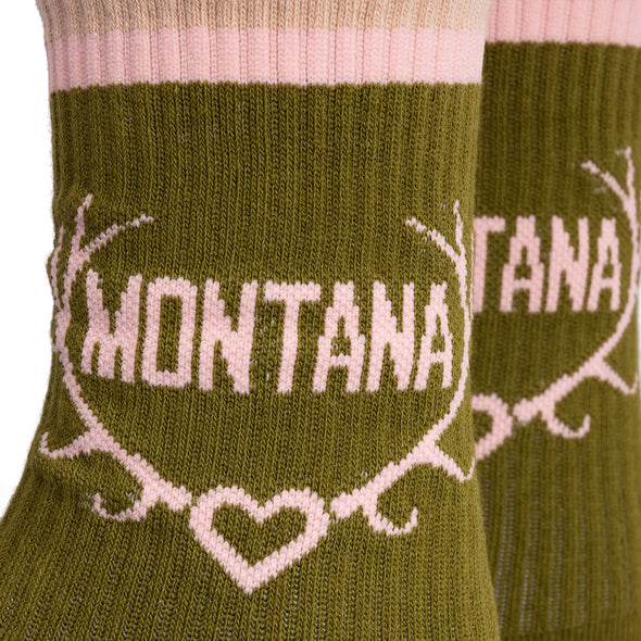 Ladies Logo Socks in Olive/Khaki/Blush