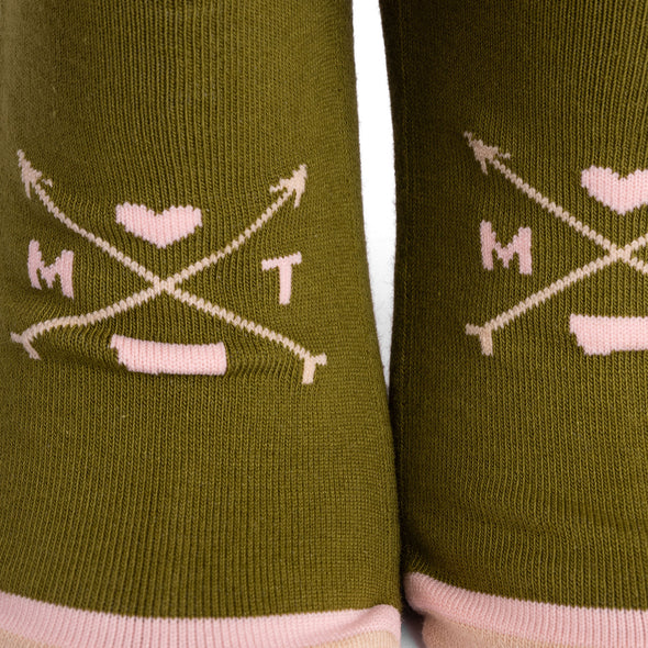 Ladies Logo Socks in Olive/Khaki/Blush