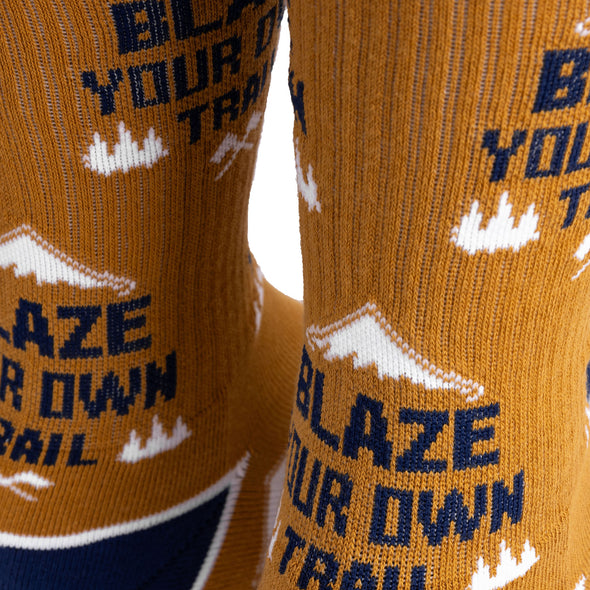 Blaze Your Own Trail Socks in Tan/Navy/White