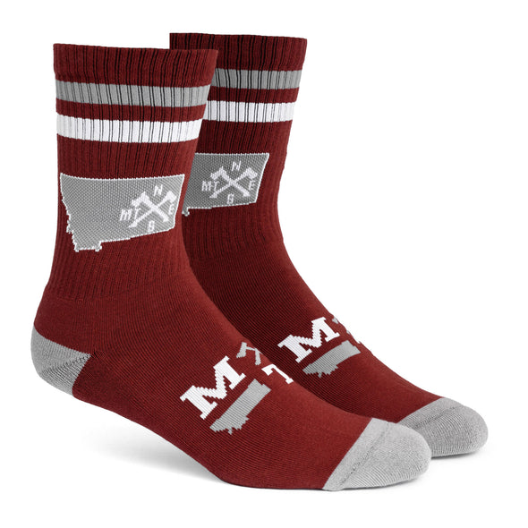 Crossed Axes Socks in Maroon/Grey/White