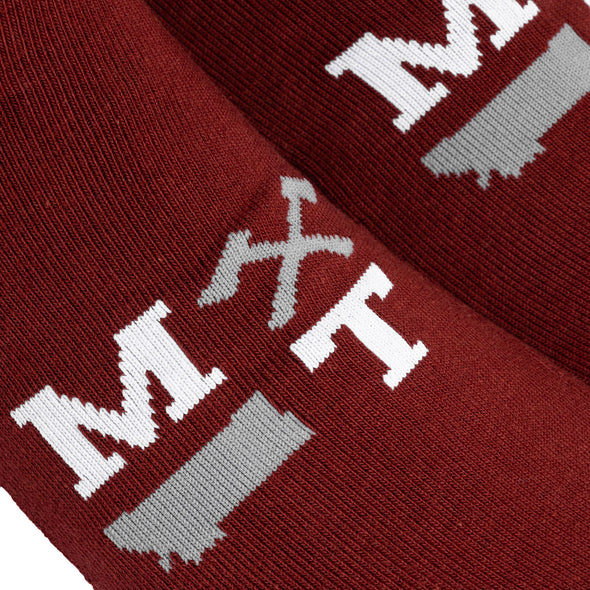 Crossed Axes Socks in Maroon/Grey/White