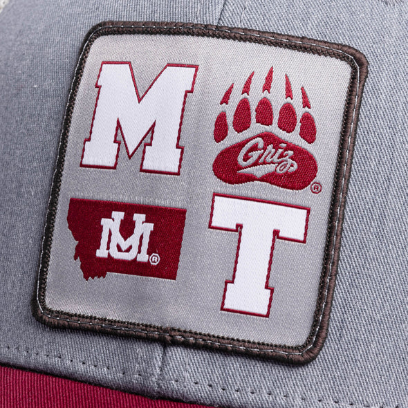 Griz Icons Snapback in Maroon/Grey/White