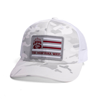The Griz Flag Snapback in Ghost Camo/White