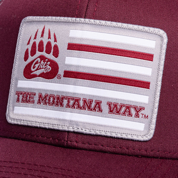 The Griz Flag Snapback in Maroon/Grey