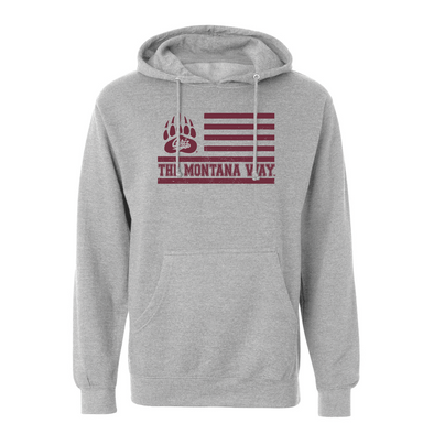 The Griz Flag Hood in Heather Grey