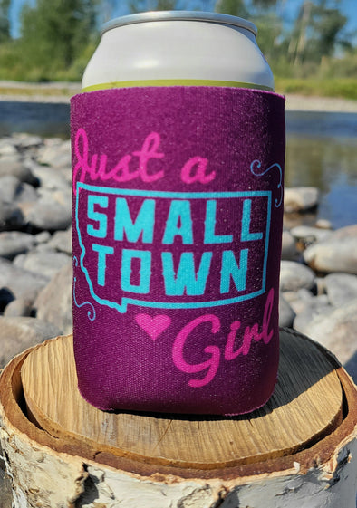 Just A Small Town Girl Koozie in Purple