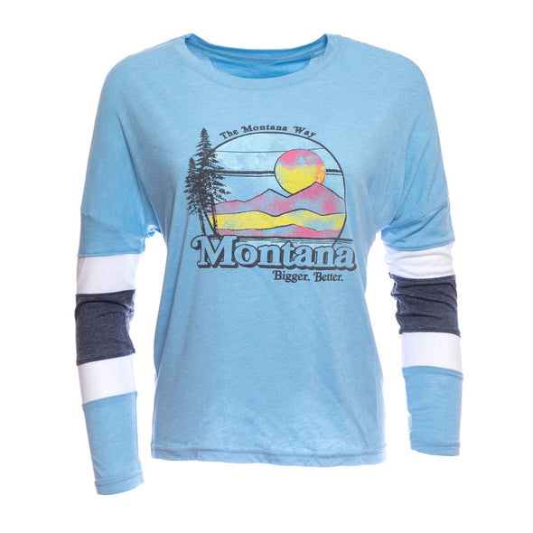 Bigger. Better. Striped Long Sleeve in Sky/White/Charcoal