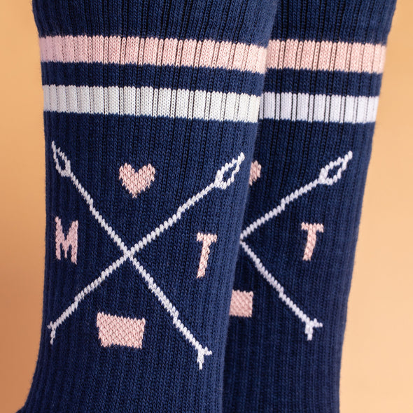 Montana Love Socks in Navy/Pink/White