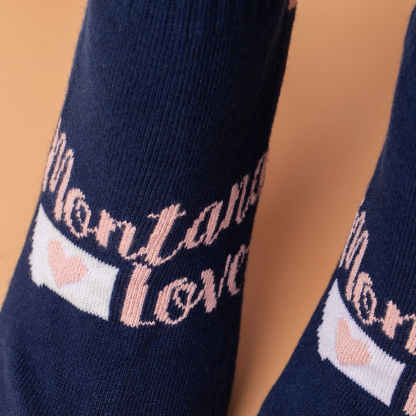Montana Love Socks in Navy/Pink/White