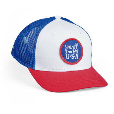 Small Town USA Snapback in White/Red/Royal