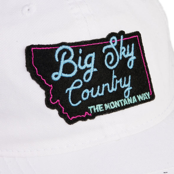 Big Sky Neon Relaxed Twill Hat in White